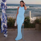 Damen Maxikleid mit fesselndem Drapierungsdesign und elegantem Schlitz R&B