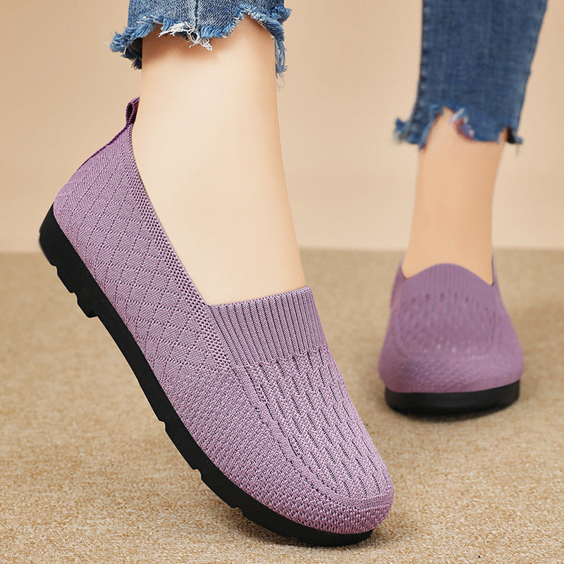 Damen Atmungsaktive Slip-On Freizeitschuhe mit flexiblem Strickdesign R&B