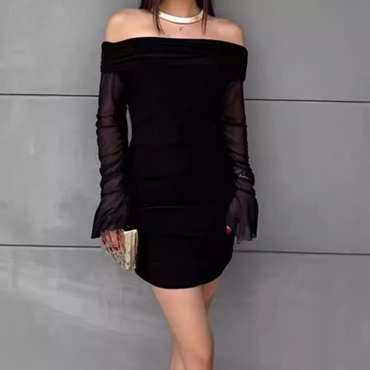 Damen Off-Shoulder Minikleid mit eleganten Rüschendetails R&B