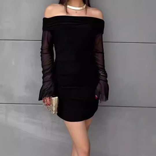 Damen Off-Shoulder Minikleid mit eleganten Rüschendetails R&B