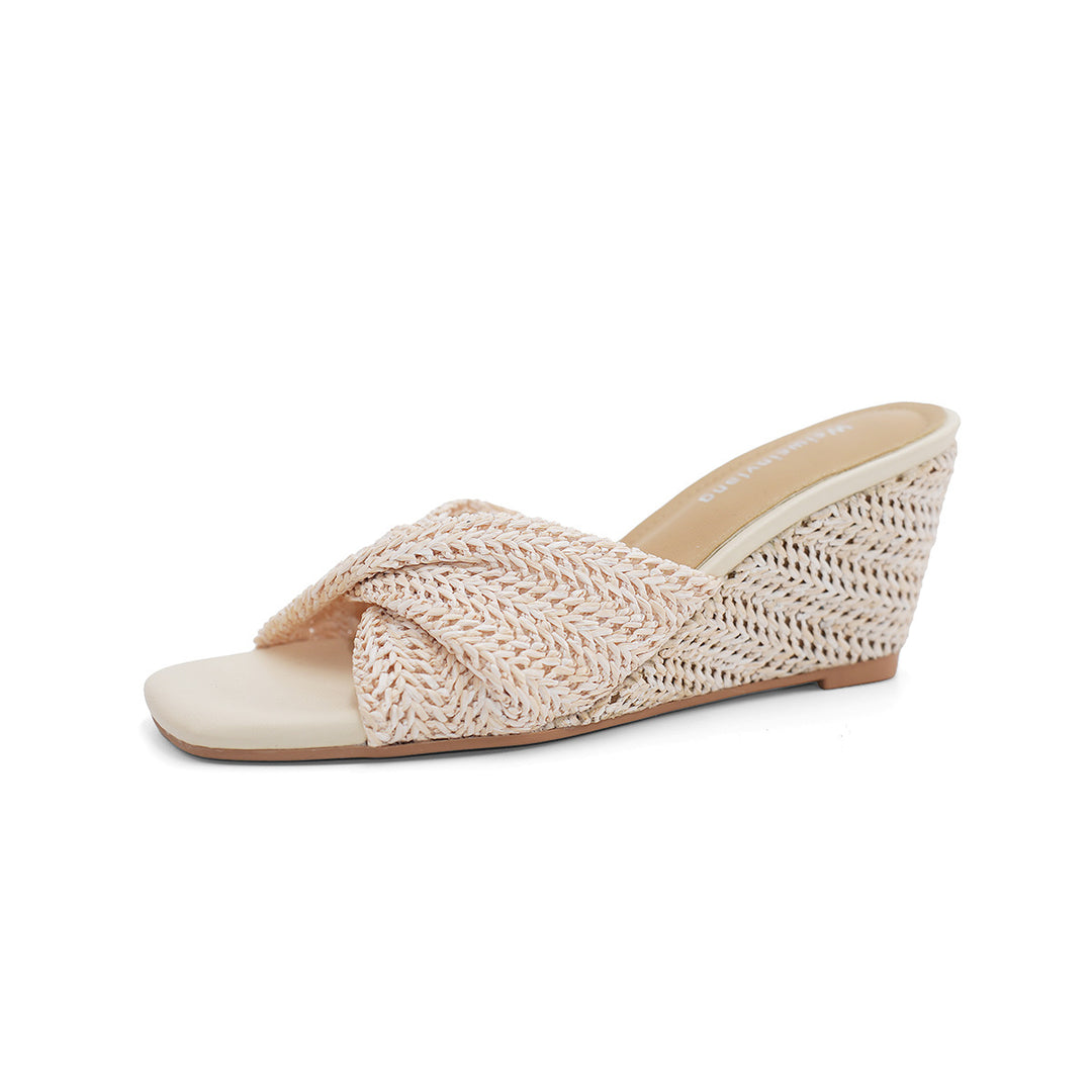Damen Keil-Sandalen mit geflochtener Vorderpartie R&B