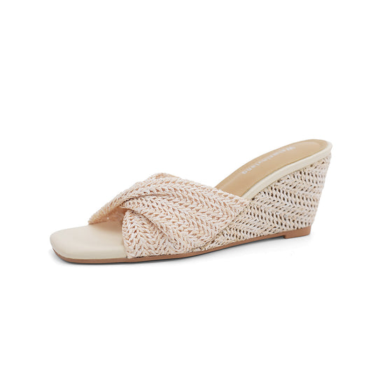 Damen Keil-Sandalen mit geflochtener Vorderpartie R&B