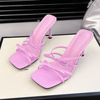 Damen transparente High Heel Sandalen mit eleganten Riemchen R&B