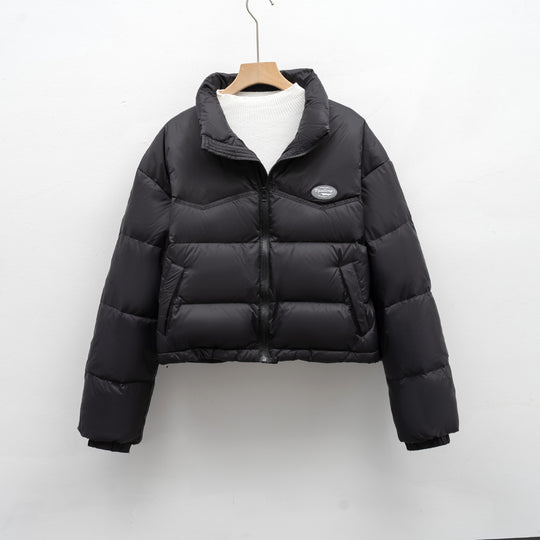 Damen modische kurz geschnittene Steppjacke mit hohem Kragen und praktischem Reißverschluss R&B