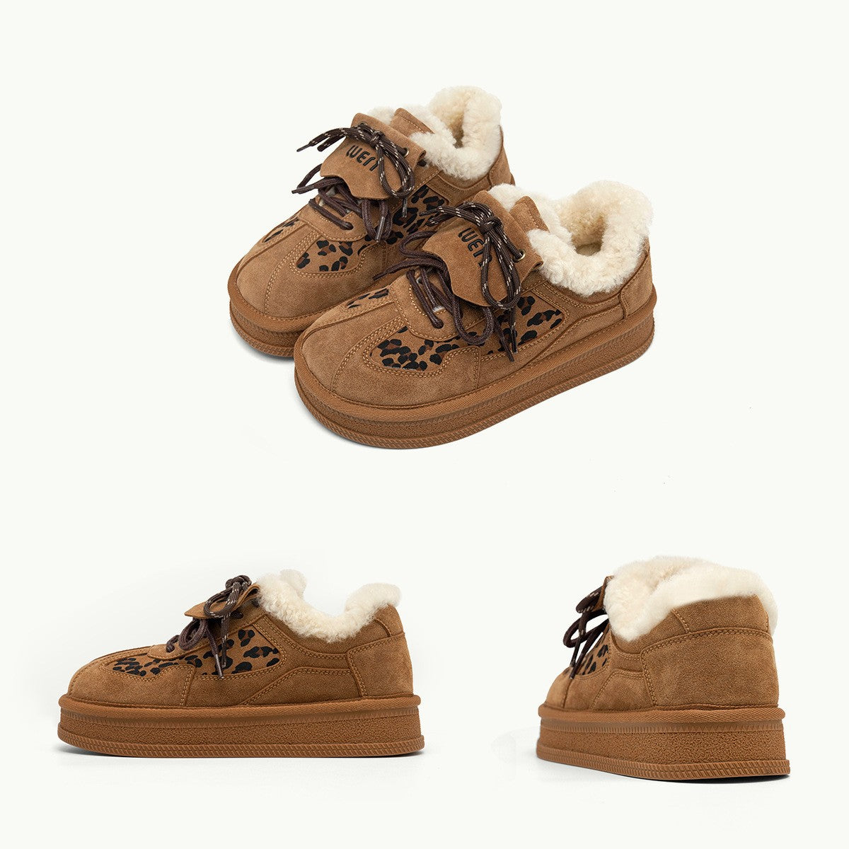 Damen modische Sneakers mit kuscheligem Innenfutter und tierischem Muster R&B