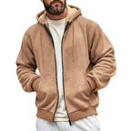 Herren sportliche Kapuzenjacke aus atmungsaktivem Material mit seitlichen Reißverschlusstaschen R&B