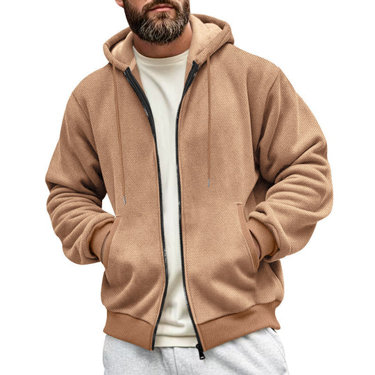 Herren sportliche Kapuzenjacke aus atmungsaktivem Material mit seitlichen Reißverschlusstaschen R&B