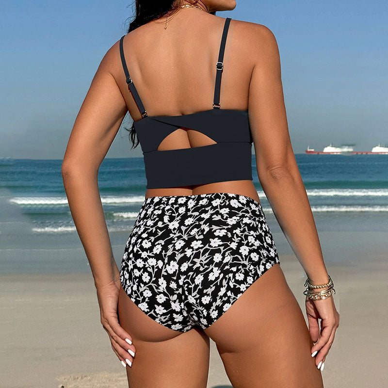 Damen Bikini-Set mit hoch geschnittenem Höschen und elegantem Top R&B