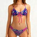 Damen Triangel-Bikini mit innovativem Detail und modischem Muster R&B