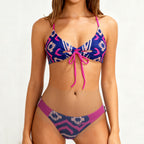 Damen Triangel-Bikini mit innovativem Detail und modischem Muster R&B
