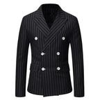 Herren elegante Doppelreiherjacke mit Nadelstreifen R&B