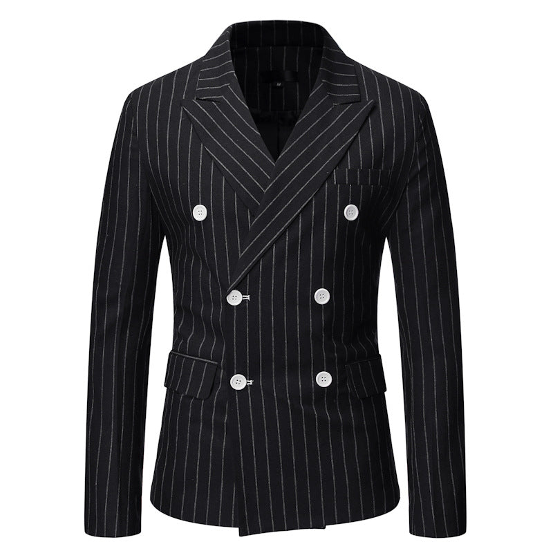 Herren elegante Doppelreiherjacke mit Nadelstreifen R&B