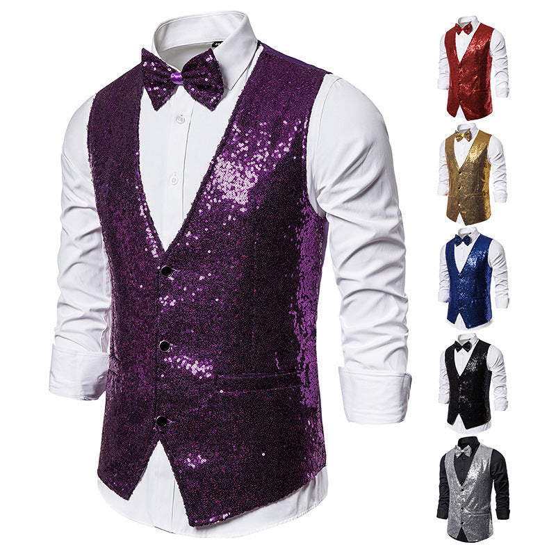 Herren eleganter Paillettenblazer mit passendem Fliege