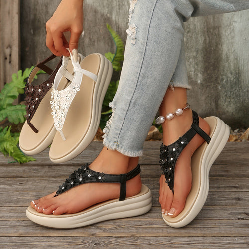 Damen Sandalen mit floralem Dekor und komfortablem Wedge-Design R&B