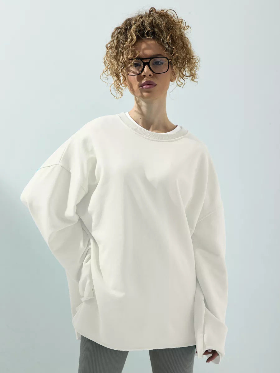 Damen Oversized Sweatshirt mit langen Ärmeln und Rundhalsausschnitt R&B