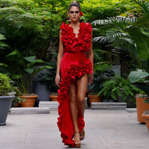 Damen Eleganter Badeanzug mit Rüschen und weitem Hosen-Design R&B