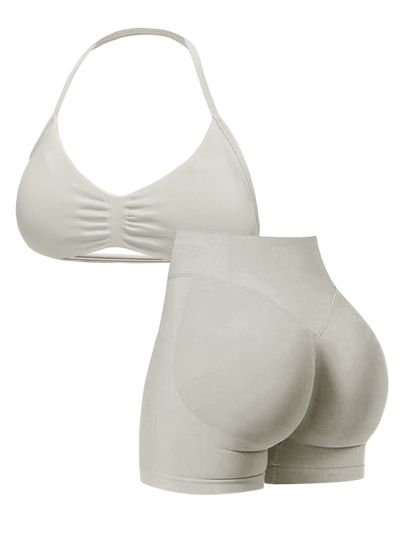 Damen Sport-Bikini-Oberteil mit hoch geschnittenen Shorts und nahtlosem Design R&B