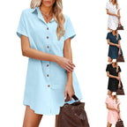 Damen Hemdblusenkleid mit modischem Kragen und praktischer Knopfleiste R&B