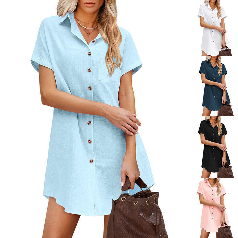 Damen Hemdblusenkleid mit modischem Kragen und praktischer Knopfleiste R&B