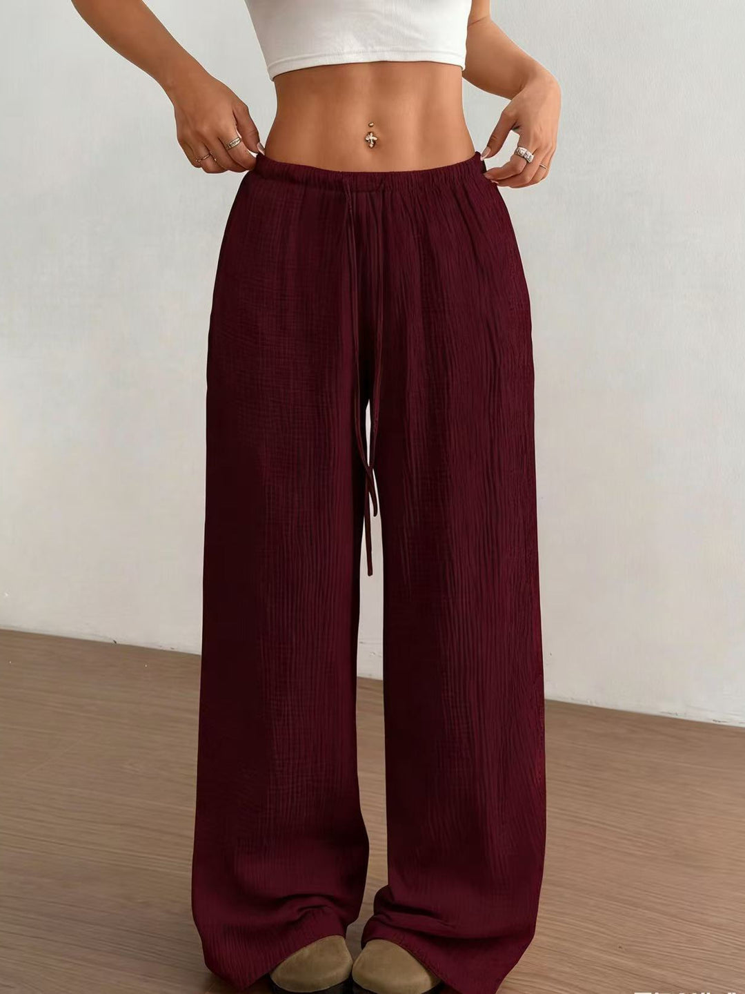 Damen weite, glänzende Palazzo-Hose R&B