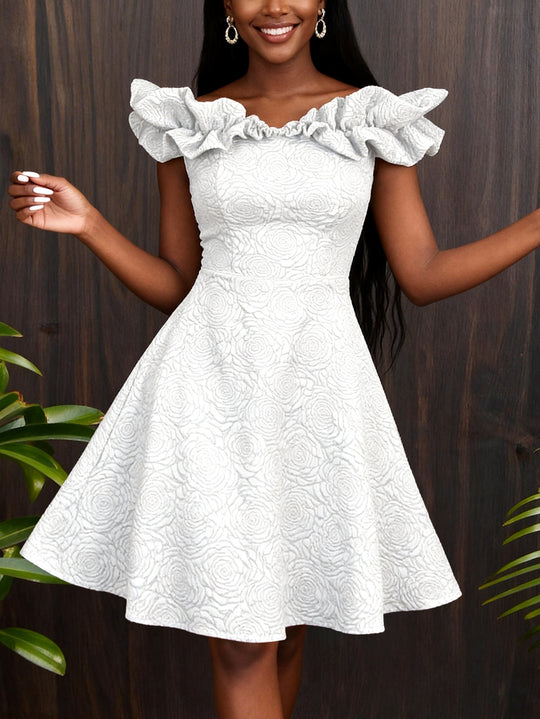 Damen A-Linien Kleid mit Volantärmel R&B