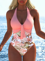 Damen Einteiler Badeanzug mit elegantem floralem Design und figurformendem Schnitt
