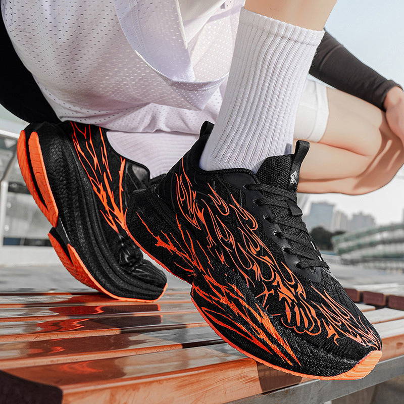 Damen Sportliche Sneaker mit stylishem Flame-Design und atmungsaktiver Mesh-Oberfläche