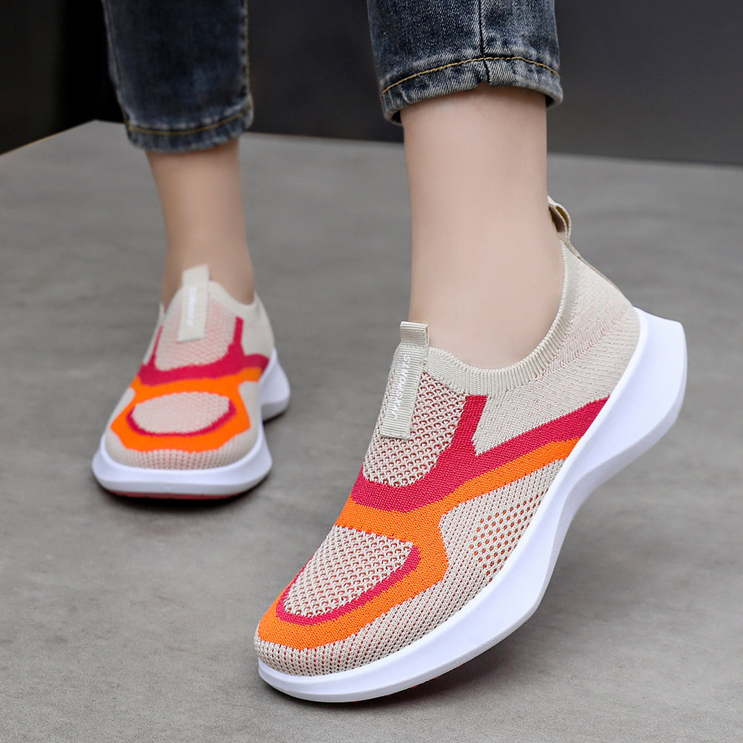 Damen Atmungsaktive Slip-On Sportschuhe mit elastischer Stricktechnologie R&B