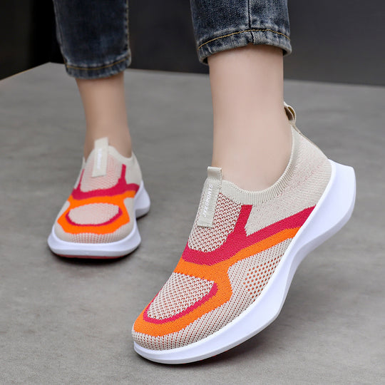 Damen Atmungsaktive Slip-On Sportschuhe mit elastischer Stricktechnologie R&B