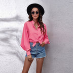 Damen Oversized Longsleeve Bluse mit lässigem Schnitt und voluminösen Ärmeln R&B