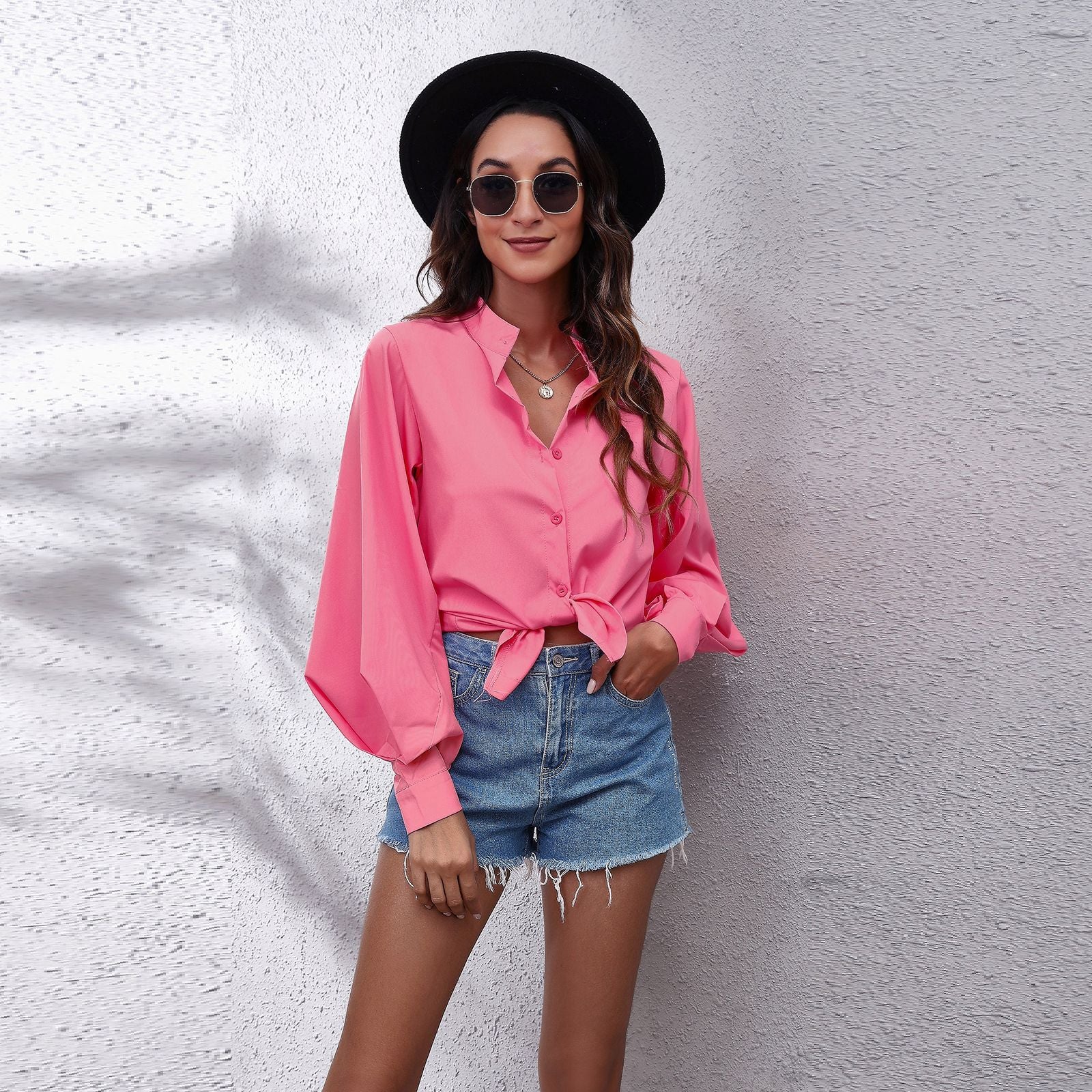 Damen Oversized Longsleeve Bluse mit lässigem Schnitt und voluminösen Ärmeln R&B
