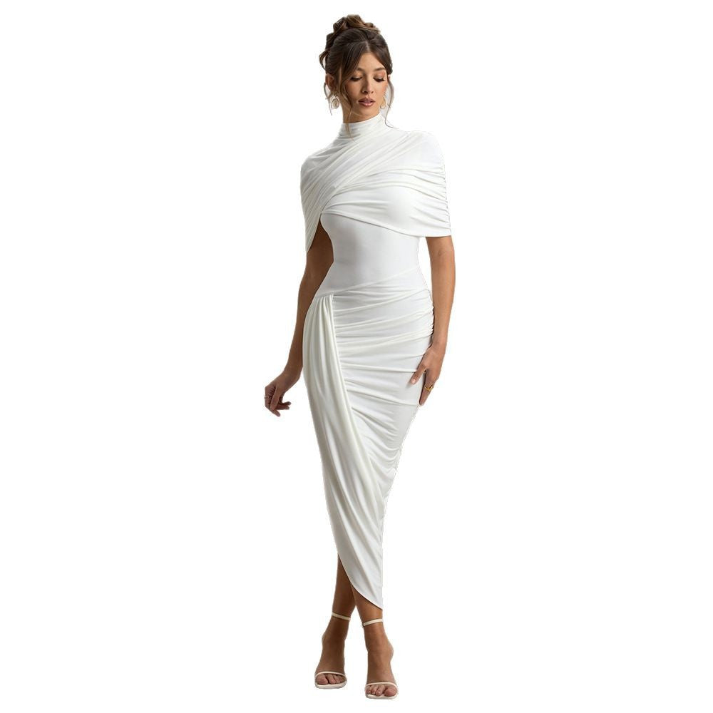 Damen Elegantes Maxi-Kleid mit asymmetrischen Rüschendetails R&B