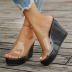 Damen Plattform-Sandalen mit transparentem Obermaterial und rutschfester Sohle R&B