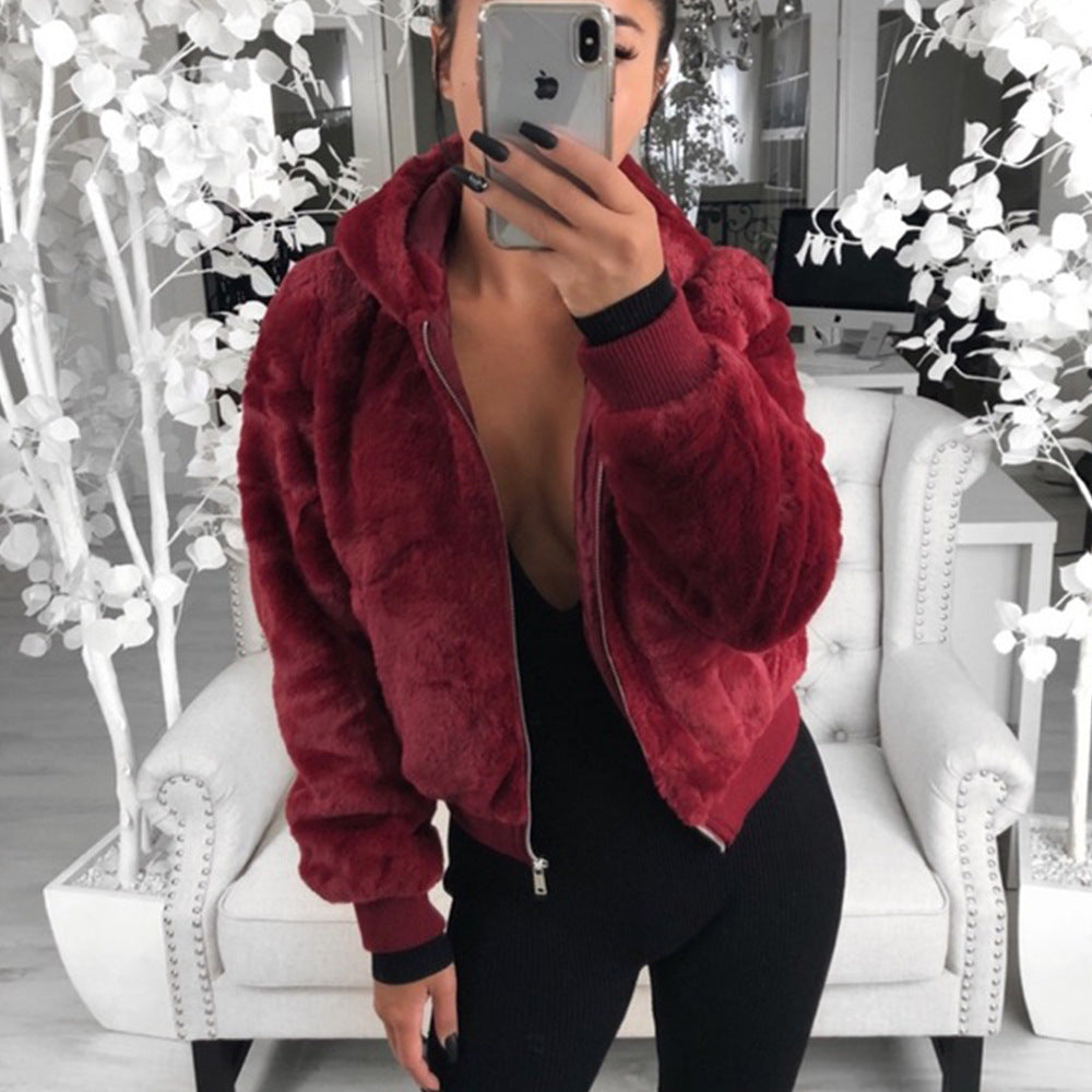 Damen Kunstfell Bomberjacke R&B