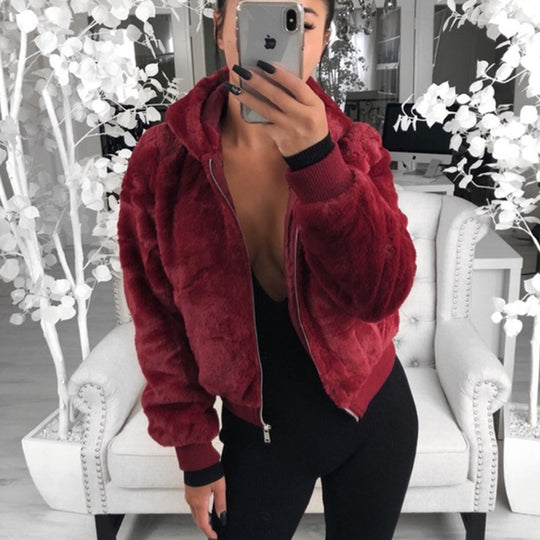 Damen Kunstfell Bomberjacke R&B
