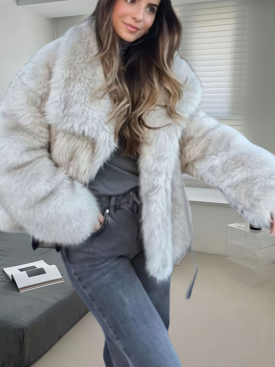 Damen kuschelige Pelzjacke R&B
