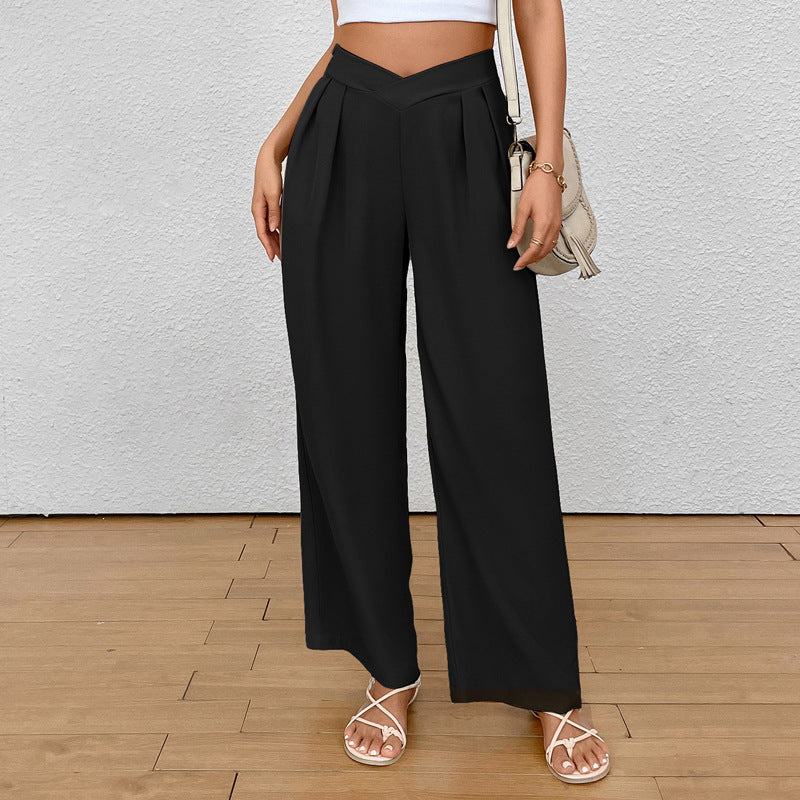 Damen Weit geschnittene Stoffhose mit eleganten Falten R&B