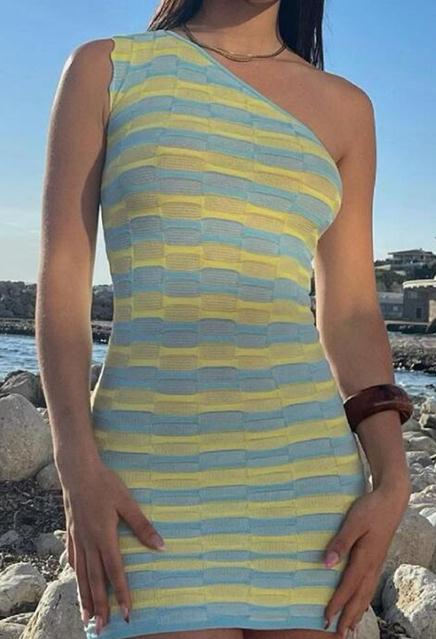 Damen asymmetrisches Top mit kreativem Muster R&B