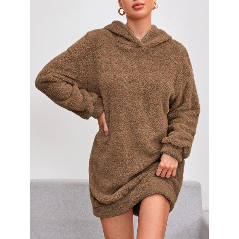 Damen Kuscheliger Oversize-Hoodiekleid aus weichem Fleece R&B