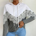 Damen Kapuzenpullover mit elegantem Spitzendesign und kontrastierenden Farben