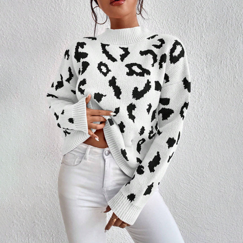 Damen modischer Pullover mit auffälligem Tiermuster und bequemer Passform R&B