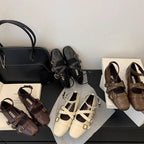 Damen elegante Ballerinas mit modischen Riemchen und verstellbaren Schnallen R&B