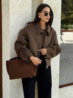 Damen Kapuzenjacke im Vintage-Stil mit oversized Schnitt und Reißverschluss R&B