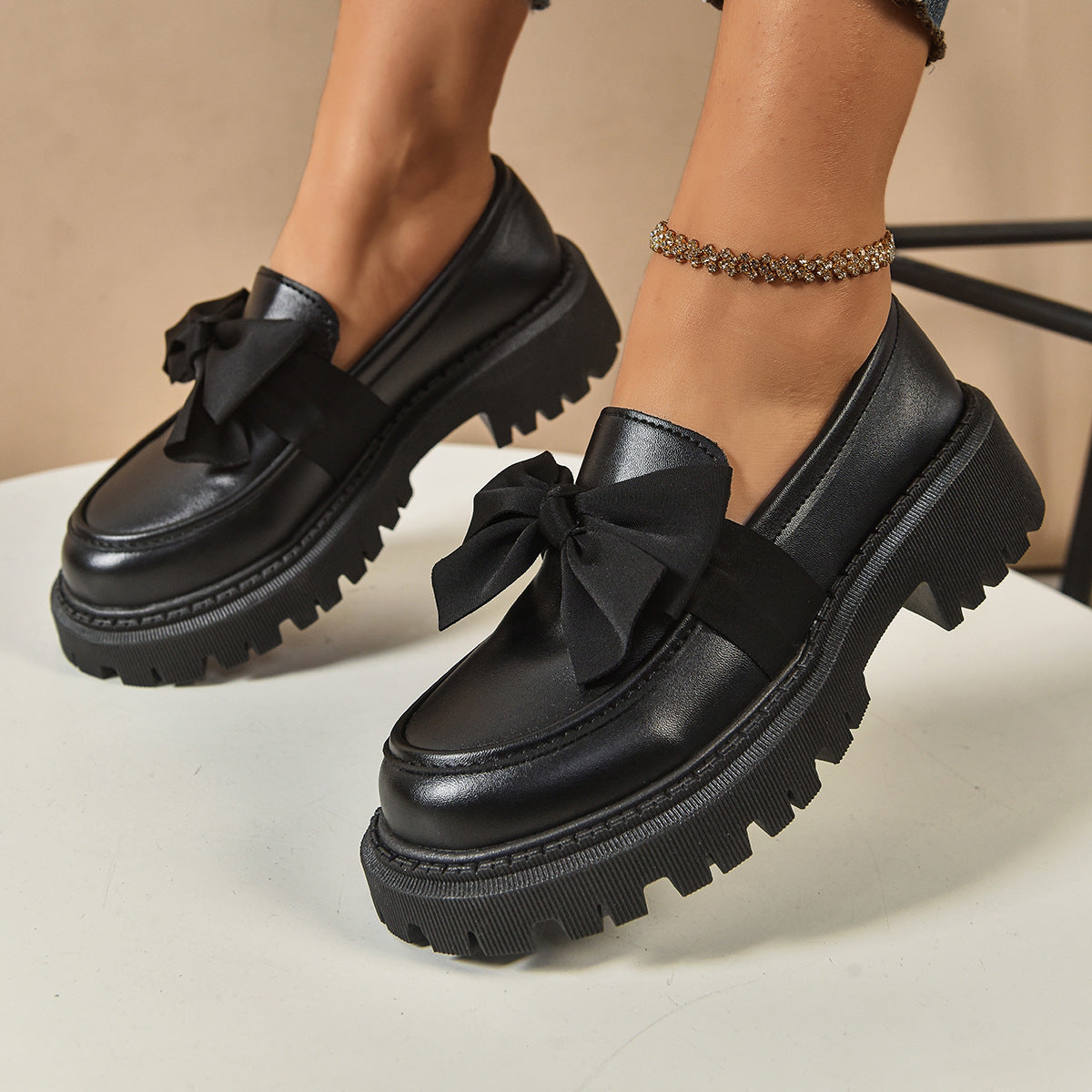 Damen modische Ballerinas mit dekorativer Schleifenverzierung und rutschfester Sohle R&B