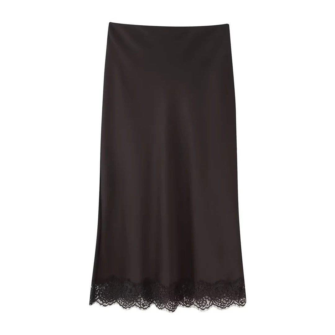 Damen elegante Satin-Hosen mit Spitzenakzenten R&B