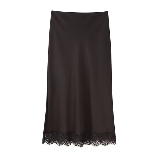 Damen elegante Satin-Hosen mit Spitzenakzenten R&B