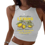 Damen Crop-Top mit frischem Zitronenmotiv und lässigem Schnitt R&B