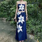 Damen Elegantes Maxi-Kleid mit floralem Design und Taillierung R&B