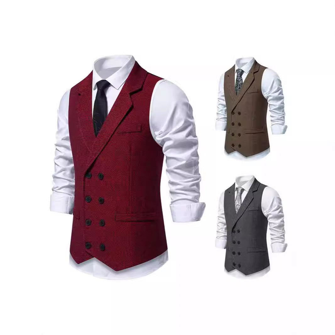 Herren Elegante Anzugweste mit klassischem Hahnentrittmuster und modernem Schnitt R&B