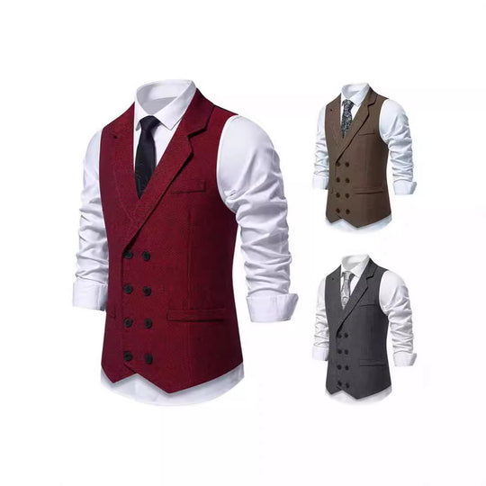 Herren Elegante Anzugweste mit klassischem Hahnentrittmuster und modernem Schnitt R&B